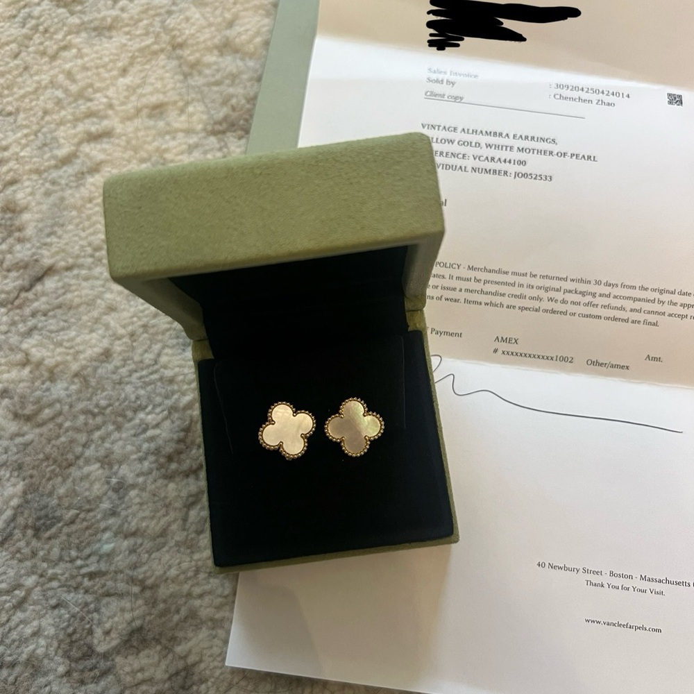 Van Cleef & Arpels Vintage size Mother of Pearl earrings